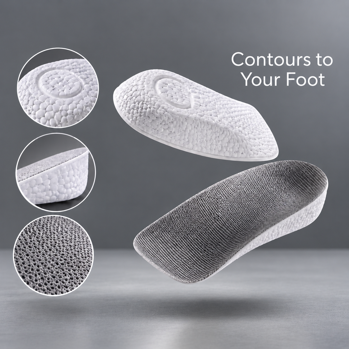 ElevStep Arch memory foam half insole with arch support, contoured to the foot