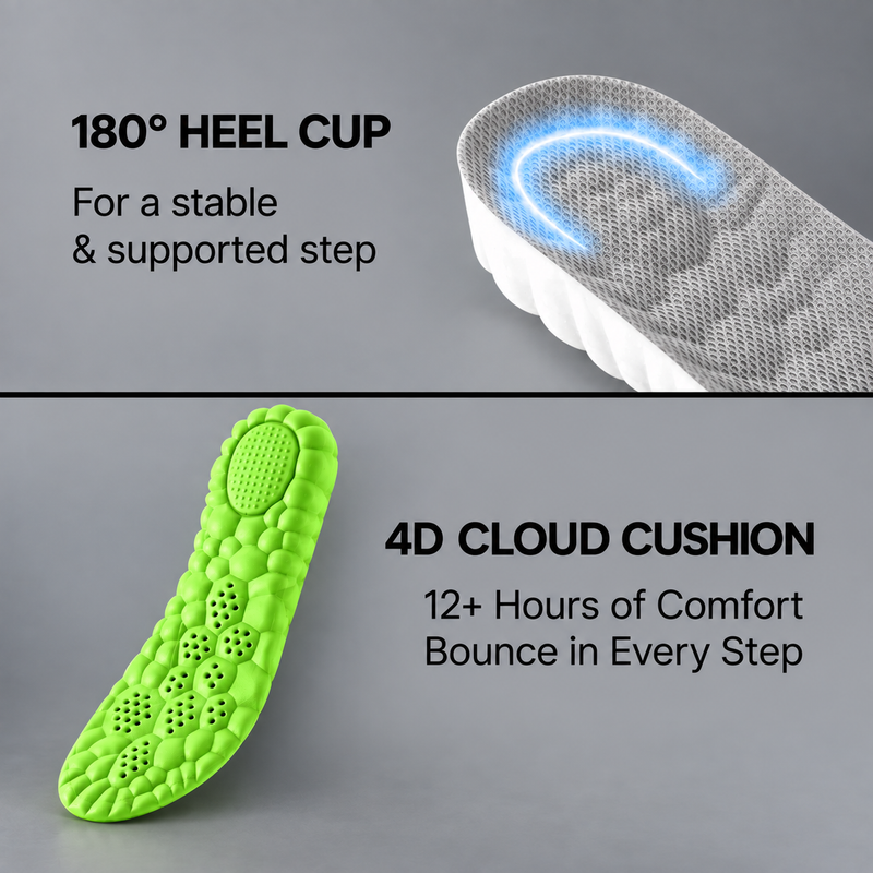 180 degree heel cup, 4D cloud cushion